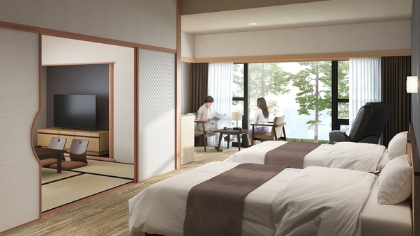 【特別室】琵琶湖側和洋室／57平米（BT付/定員：2〜6名）